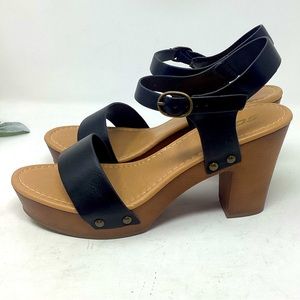 SODA Open Toe/Back Black Block Heeled Slingback Sandals Size 8 1/2